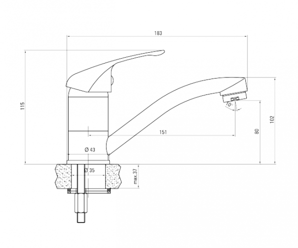 DEANTE Bateria umywalkowa stojąca z ruchomą wylewką LOBO BYU_026M