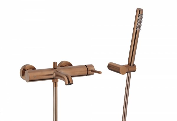 ARMATURA KRAKÓW KFA Bateria wannowa pozioma z natryskiem punktowym premium MOZA ROSE GOLD/MIEDŹ SZCZOTKOWANA 5034-520-34