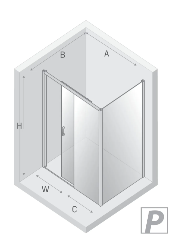 NEW TRENDY Kabina prysznicowa Prime 120x100, drzwi przesuwne, wejście od strony ściany  K-1207/K-1235
