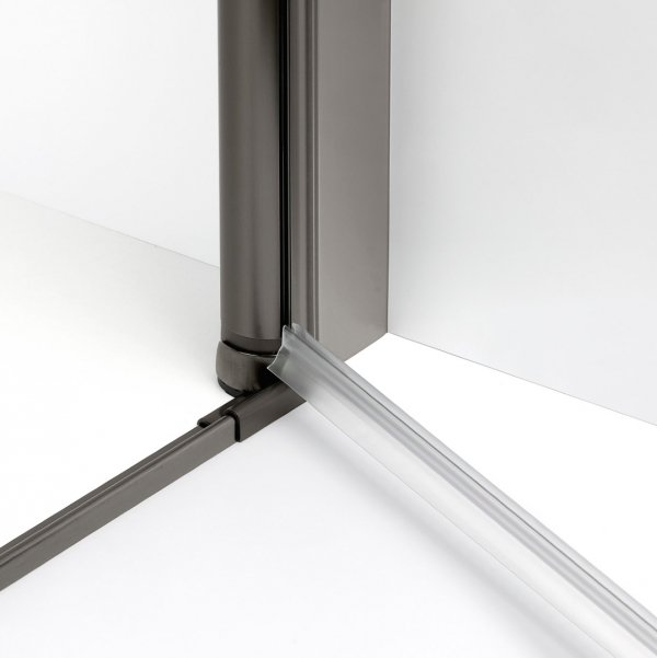 NEW TRENDY Kabina prysznicowa NEW SOLEO GUNMETAL BRUSHED 2D prostokątna U 80x90x195 szkło czyste 6mm Active Shield - wahadłowe K-2178