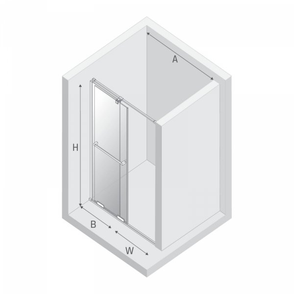 NEW TRENDY Drzwi wnękowe SMART GOLD BRUSHED 1D U 110x200 szkło czyste 8mm Active Shield 2.0 - UCHWYT RELING EXK-7511