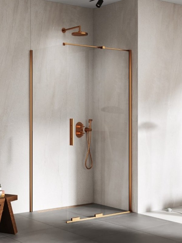 NEW TRENDY Kabina prysznicowa SMART COPPER BRUSHED 1D prostokątna U 100x110x200 szkło czyste 8mm Active Shield 2.0 EXK-7670