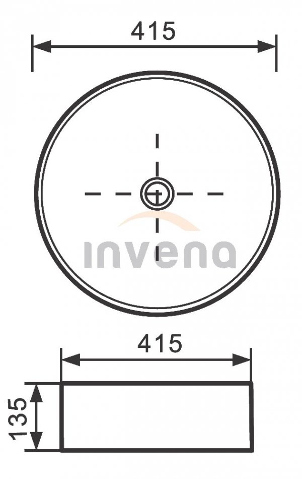 INVENA UMYWALKA NABLATOWA KOS INVENA TREND 42 CM, OKRĄGŁA ZŁOTA CE-38-009-C