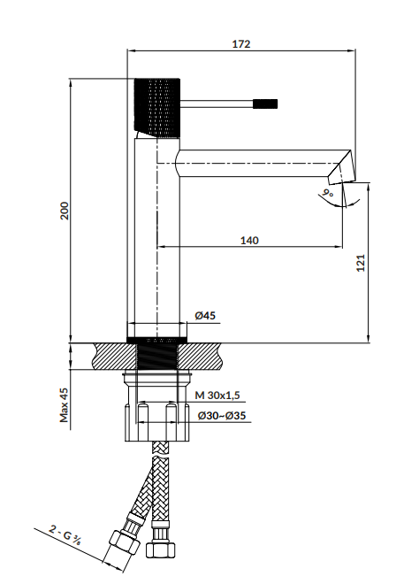 CERSANIT - Bateria umywalkowa sztorcowa ZEN gun metal  S951-598