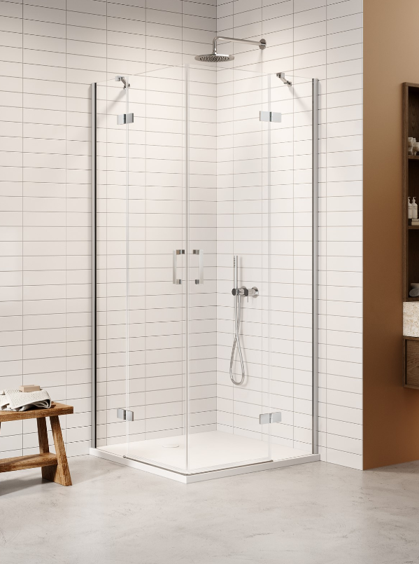 NEW TRENDY Kabina NESTA chrom 2D prostokątna  90x80x200 czyste 6mm Active Shield 2.0 K-3661