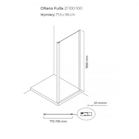 OLTENS Fulla kabina prysznicowa 100x80 cm prostokątna 20202100