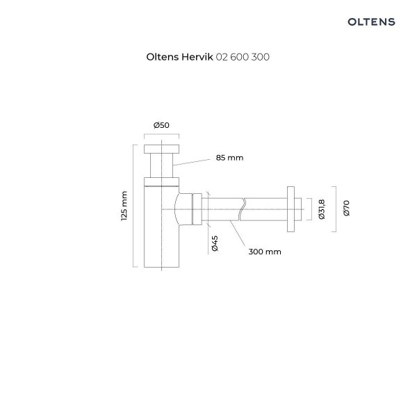 OLTENS Hervik syfon umywalkowy mosiężny okrągły czarny mat 02600300