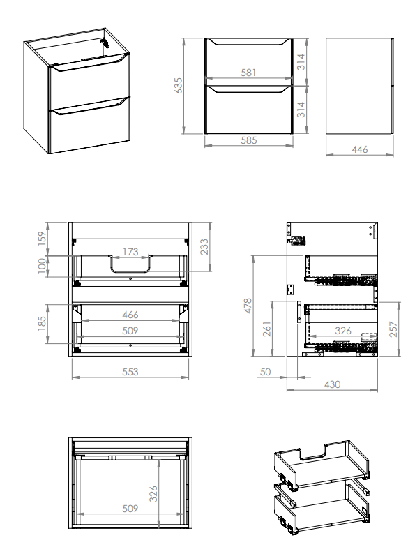 ELITA SZAFKA 58.5 x 63.5 x 44.2 HELO 60 2S BLACK MATT PDW RE010600207160 Nowość