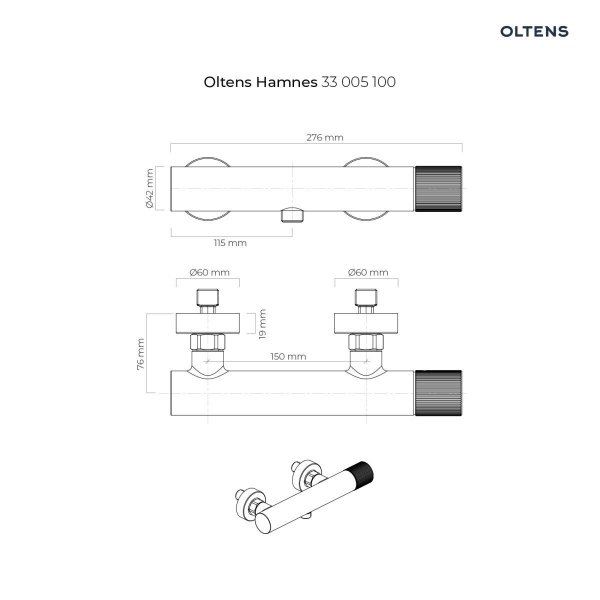 Oltens Hamnes bateria prysznicowa ścienna chrom 33005100