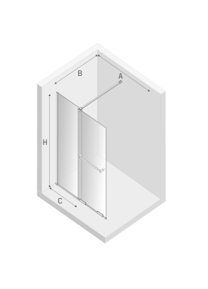 NEW TRENDY Kabina prysznicowa walk in 120x200 Smart Light Gold, przesuwna, wspornik skośny, reling EXK-6731-WU