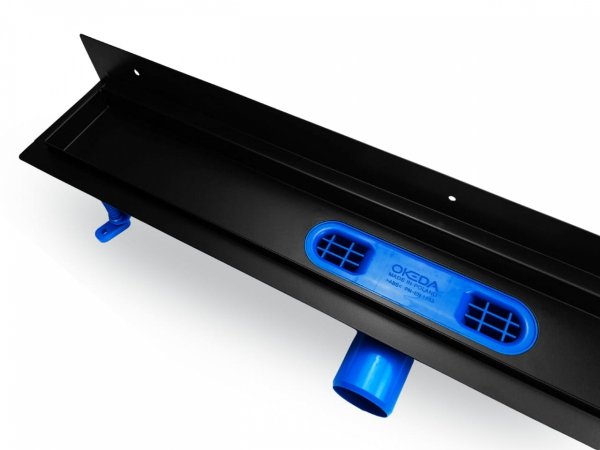 OKEDA Czarny przyścienny odpływ liniowy OKEDA® PRIME LINE™ - BLACK GLASS - RUSZT CZARNE SZKŁO 60cm 21600.06.BLACK