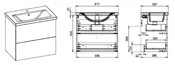 AQUAFORM - Set FRAME 60 2S zestaw szafka + umywalka DĄB CANELA 169183