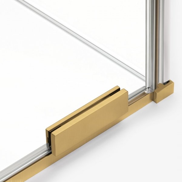 NEW TRENDY Kabina prysznicowa SMART GOLD BRUSHED 1D kwadratowa U 100x100x200 szkło czyste 8mm Active Shield 2.0 - UCHWYT RELING EXK-7562
