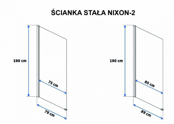 REA - Kabina NIXON - 2 prostokątna EASY CLEAN PREMIUM / drzwi 140 + ścianka 90 /