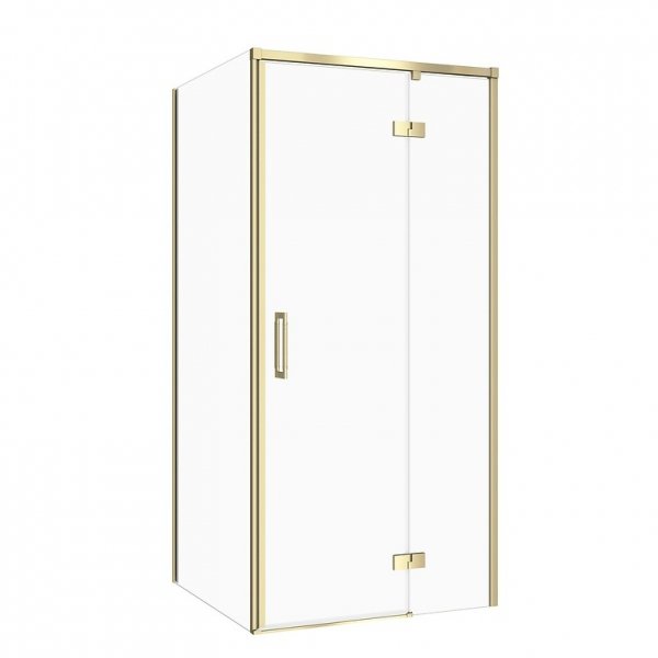 CERSANIT SET C270: KABINA PROSTOKĄTNA LARGA BY CERSANIT 90x80X195 PRAWA ZŁOTY MAT SZKŁO TRANSPARENTNE S601-488