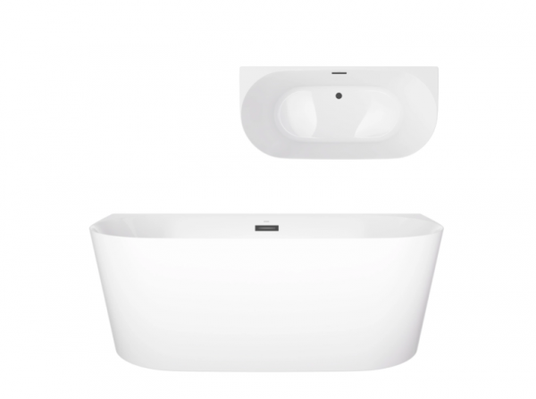 CORSAN Wanna przyścienna MONO Slim 160 cm Korek klik klak Czarny E029LSBL 