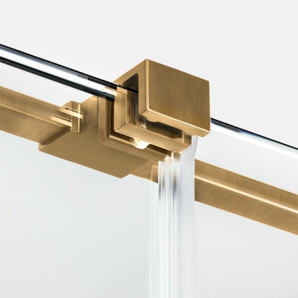 NEW TRENDY Kabina prysznicowa SMART GOLD BRUSHED 1D prostokątna U 110x90x200 szkło czyste 8mm Active Shield 2.0 - UCHWYT RELING EXK-7566