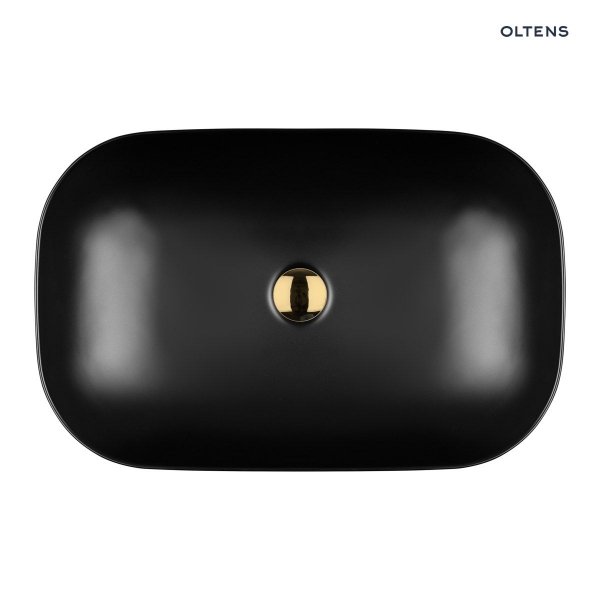 Oltens Hamnes umywalka 61x40 cm nablatowa owalna z powłoką SmartClean czarny mat 40802300