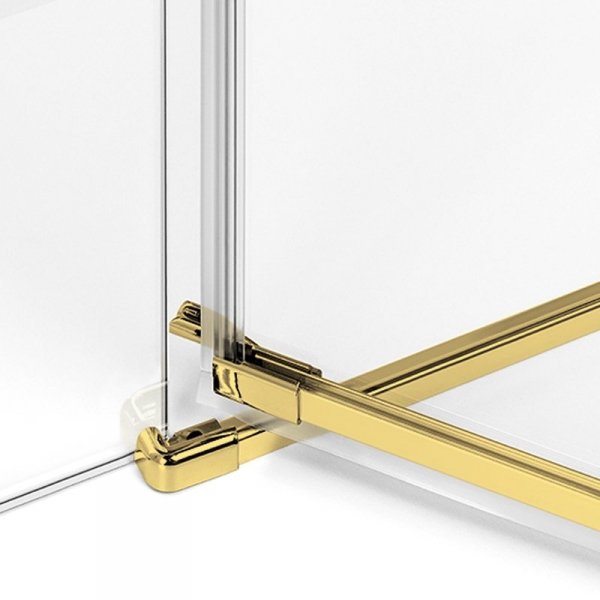 NEW TRENDY Drzwi wnękowe AVEXA GOLD BRUSHED 1D P 120x200 szkło czyste 6mm Active Shield 2.0 złoto szczotkowane EXK-1723