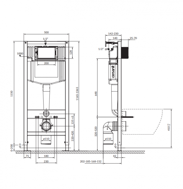 CERSANIT - Set C14 - stelaż podtynkowy AQUA 50 MECH QF + miska zawieszana CITY by Cersanit OVAL CleanOn + deska SLIM antybakteryjna, wolnoopadająca, z funkcją łatwego wypinania  S701-794
