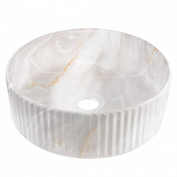 INVENA Umywalka nablatowa Glamour beż połysk marmur CE-63-703-C