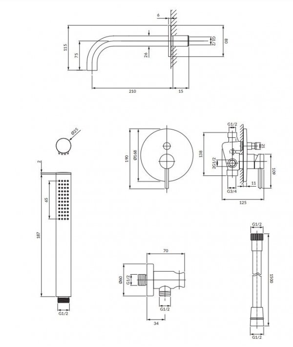 OMNIRES System wannowy podtynkowy Y chrom SYSYW01CR