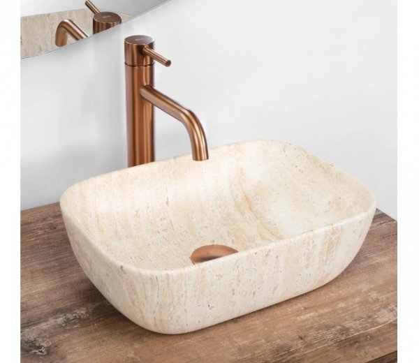 REA - Umywalka nablatowa BELINDA MINI Travertine Matt