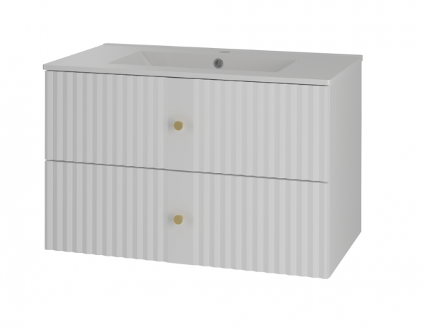 MEGSTYL Szafka z Umywalką 2S 80cm Biały Mat Zestaw-3 XILO-0000-0127