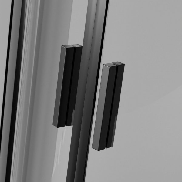 BESCO Kabina prysznicowa z brodzikiem 80x80x190 Zarya Black 80 + brodzik Alex Stone Effect Black 80 ZB-ALS80-190