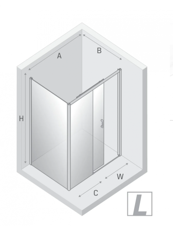 NEW TRENDY Kabina prysznicowa Prime 130x90, drzwi przesuwne, wejście od strony ściany  K-1210/K-1238