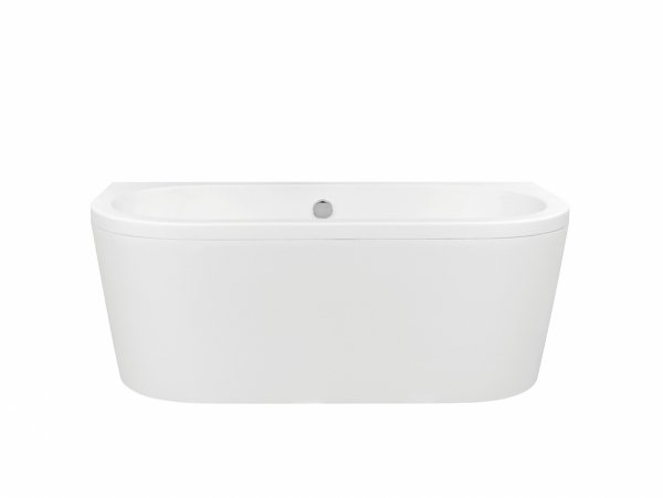 BESCO Wanna przyścienna wolnostojąca Volya 170 + syfon klik-klak chrom z przelewem slim #WKV-170-WSS