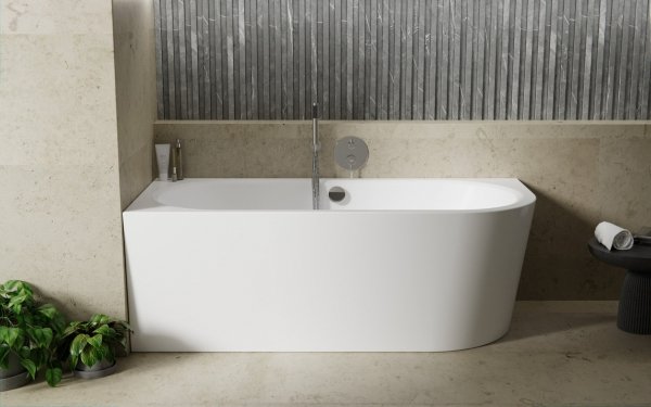 BESCO Wanna wolnostojąca przyścienna Avita A-line 150 L + syfon z napełnieniem złoty #WAA-150ALZN