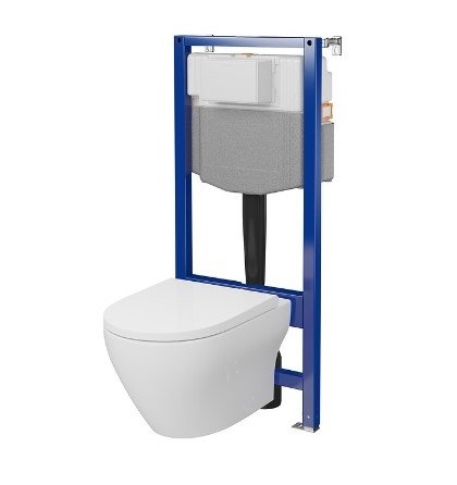 CERSANIT - Set C208 - stelaż podtynkowy AQUA 50 MECH QF + miska zawieszana LARGA PRO by Cersanit OVAL z technologią CERSANIT VORTEX oraz ukrytym montażem + deska SLIM WRAP duroplastowa, antybakteryjna, wolnoopadająca, z funkcją łatwego wypinania  S701-892