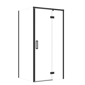 CERSANIT - Set C119 - Kabina prostokątna LARGA na zawiasach 120x80X195  PRAWA  Czarna szkło transparentne  S601-319