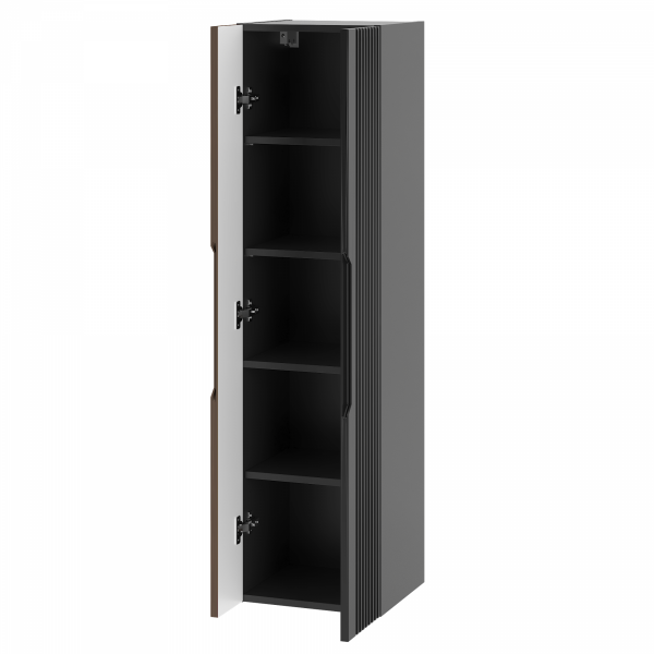MEGSTYL Słupek Wysoki 2-drzwiowy 130cm Czarny Mat Orzech AVELLA-03