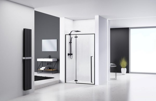 REA - drzwi prysznicowe czarne FARGO BLACK MAT 120