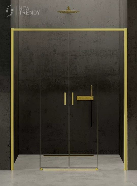 NEW TRENDY Drzwi prysznicowe wnękowe przesuwne podwójne PRIME LIGHT GOLD 150x200 D-0444A