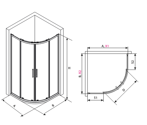 AQUAFORM KABINA PÓŁOKRĄGŁA LAZURO ZŁOTA SZCZOTKOWANA 90x90x200 AQ.100-502106