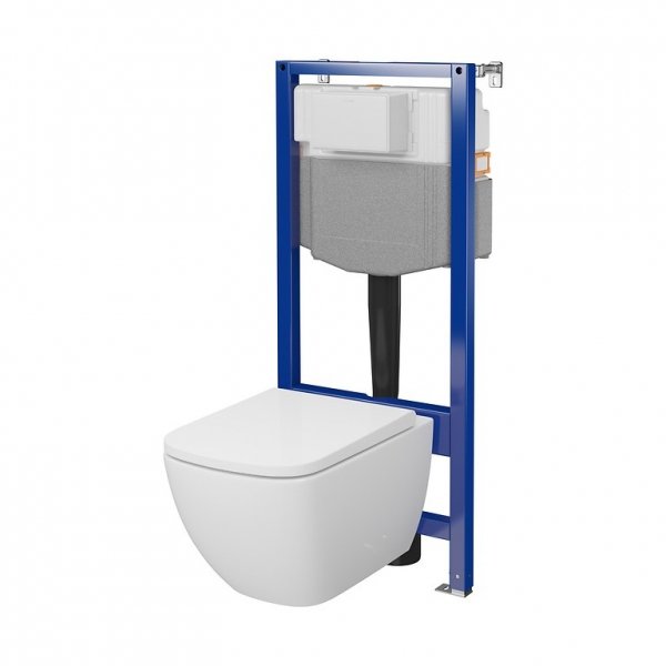 CERSANIT - Set C202 - stelaż podtynkowy AQUA 50 MECH QF + miska zawieszana ZEN PRO z technologią CERSANIT VORTEX + deska duroplastowa SLIM WRAP antybakteryjna, wolnoopadająca, z funkcją łatwego wypinania  S701-886