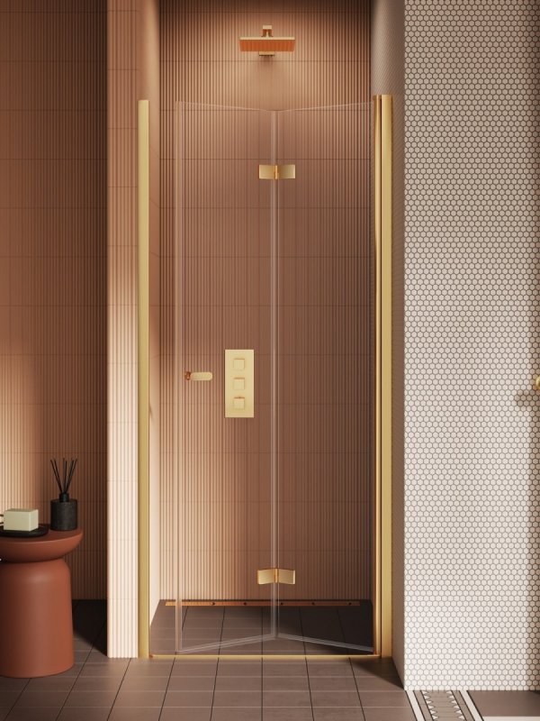NEW TRENDY Drzwi wnękowe New Soleo Gold Brushed, pojedyncze, składane 120x195 D-0757A/D-0758A