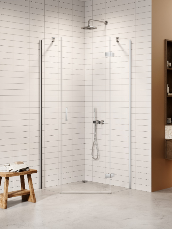 NEW TRENDY Kabina NESTA chrom 1D pięciokątna P 80x80x200 czyste 6mm Active Shield 2.0 K-3686