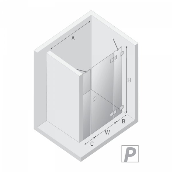 NEW TRENDY Drzwi wnękowe EVENTA BLACK CHROME PLUS 1D P 110x200 szkło czyste 8mm Active Shield 2.0 EXK-6138
