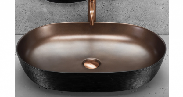 REA - Umywalka nablatowa CLEO 61 Copper Brush / Black