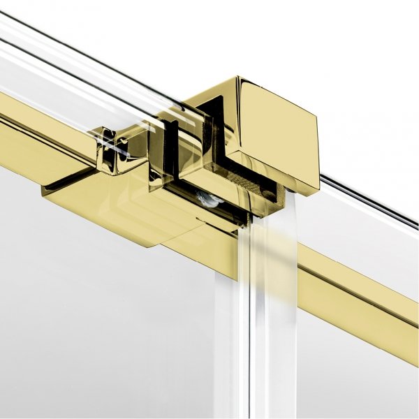 NEW TRENDY Kabina prysznicowa SMART LIGHT GOLD 1D kwadratowa U 100x100x200 szkło czyste 8mm Active Shield 2.0 - UCHWYT RELING EXK-6694