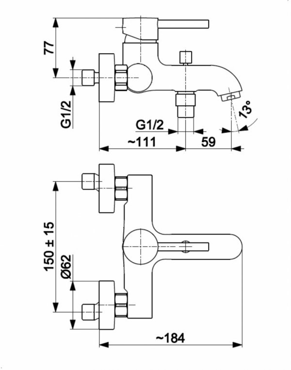 ARMATURA KRAKÓW KFA Bateria wannowa MOZA GUN METAL GREY 5034-010-61
