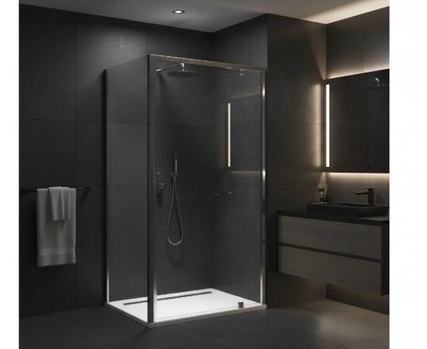 REA - Kabina Prysznicowa PRIMO SWING CHROM uchylne drzwi 100 + ścianka 80