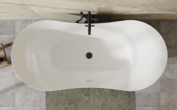 BESCO Wanna wolnostojąca Amber B&amp;W 170x80 + maskownica syfonu z przelewem grafit #WAS-170ABBG