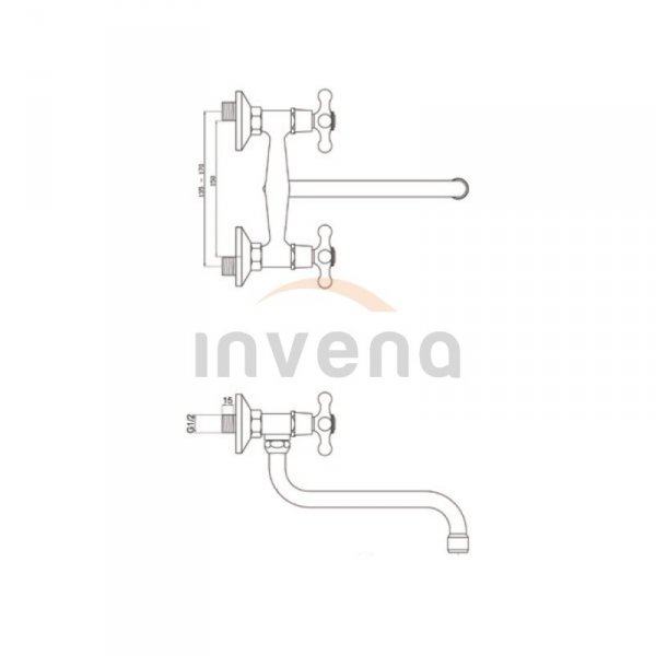 INVENA - Bateria umywalkowo-zlewozmywakowa z wylewką &quot;S&quot; 160  ROMA  BC-26-00S-L