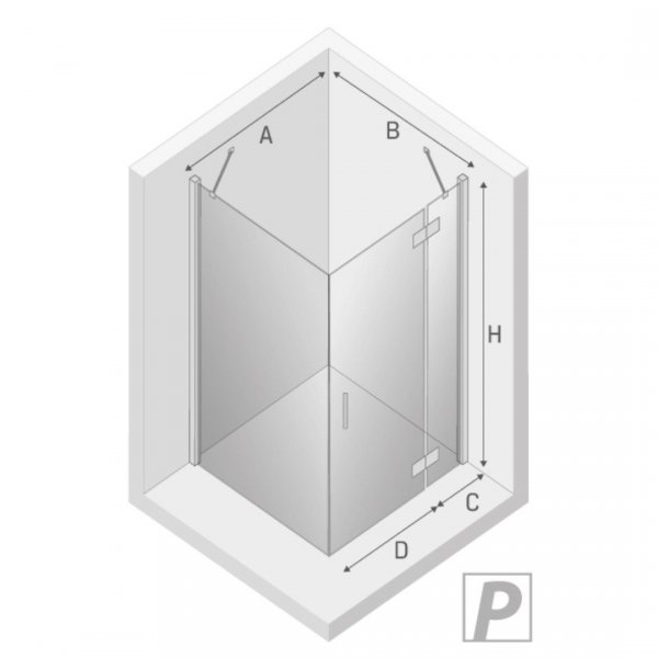 NEW TRENDY - Kabina prostokątna New Renoma BLACK 120x100x195  D-0208A/D-0112B  PRAWA