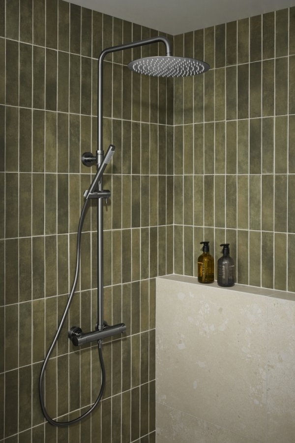 ARMATURA KRAKÓW KFA Zestaw prysznicowy deszczownia z baterią termostatyczną MOZA PREMIUM GUN METAL GREY 5736-920-61